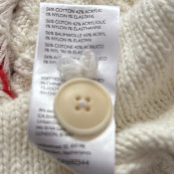 ANTHROPOLOGIE MAEVE Heart Cardigan Sweater 3X Pink Red Cream Cottagecore Twee - Picture 6 of 7